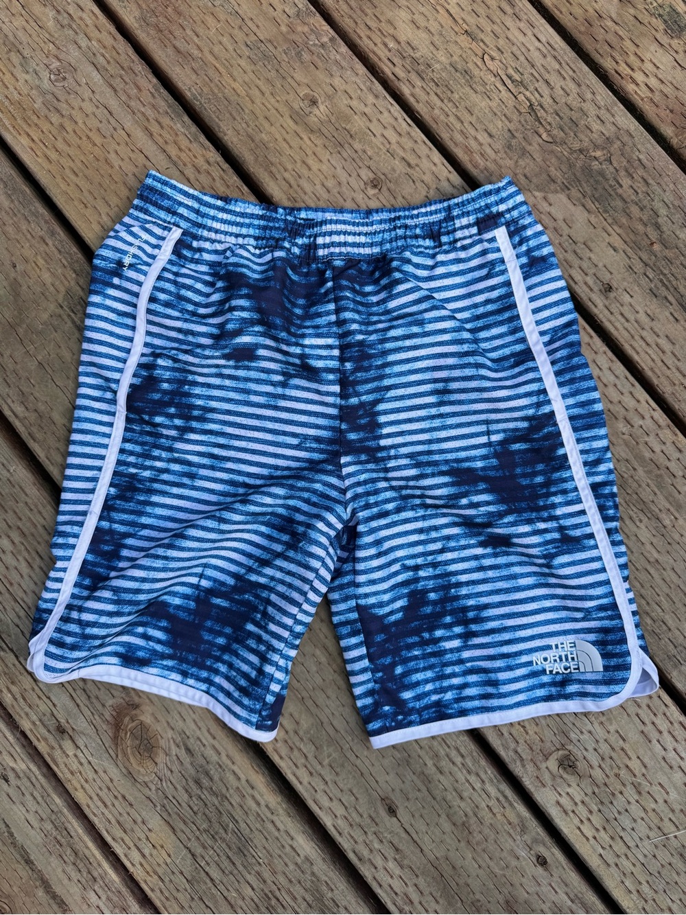 The North Face Blue White Striped Kids Swim Trunks